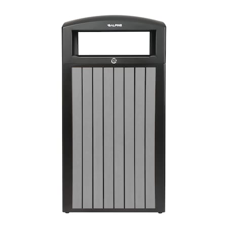 Alpine Industries 40 gal Rectangular Outdoor Can, Grey, Steel + Plastic wood, 21.26 in ALP471-40-WD-GRY